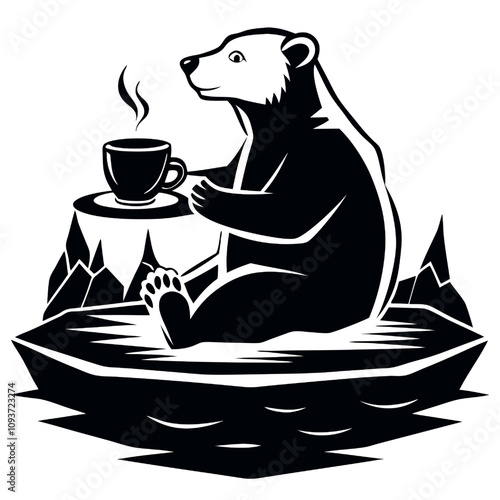 Vector Polar Bear Coffee Break 