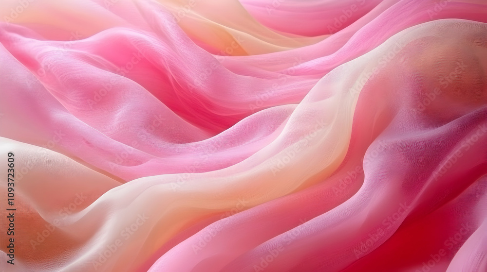 Soft Flowing Fabric in Shades of Pink and Cream, Creating a Delicate and Ethereal Atmosphere for Fashion, Art, or Wedding Backgrounds Soft Flowing Fabric in Shades of Pink and Cream, Creating a Delicate and Ethereal Atmosphere for Fashion, Art, or Wedding Backgrounds