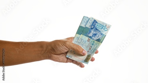 фотографія Hand holding hong kong dollars over an isolated white background