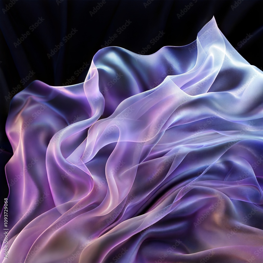 Fototapeta premium Abstract Iridescent Fabric Waves - Pastel Colors, Flowing Texture, Ethereal Aesthetic, Contemporary Art