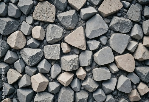 Mix of gravel and stones in various shapes and sizes on a flat surface