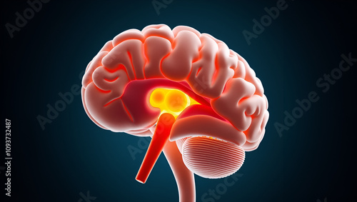 3D medical illustration of a man's lateral ventricle photo