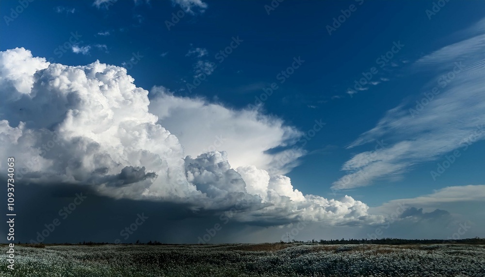 Obraz premium beautiful storm cumulus clouds dramatic sky clouds preceding the storm bringing hail and rain background