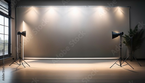 minimalist backdrop setup with soft diffused lighting and a plain background creating a calm and inviting atmosphere for portraits