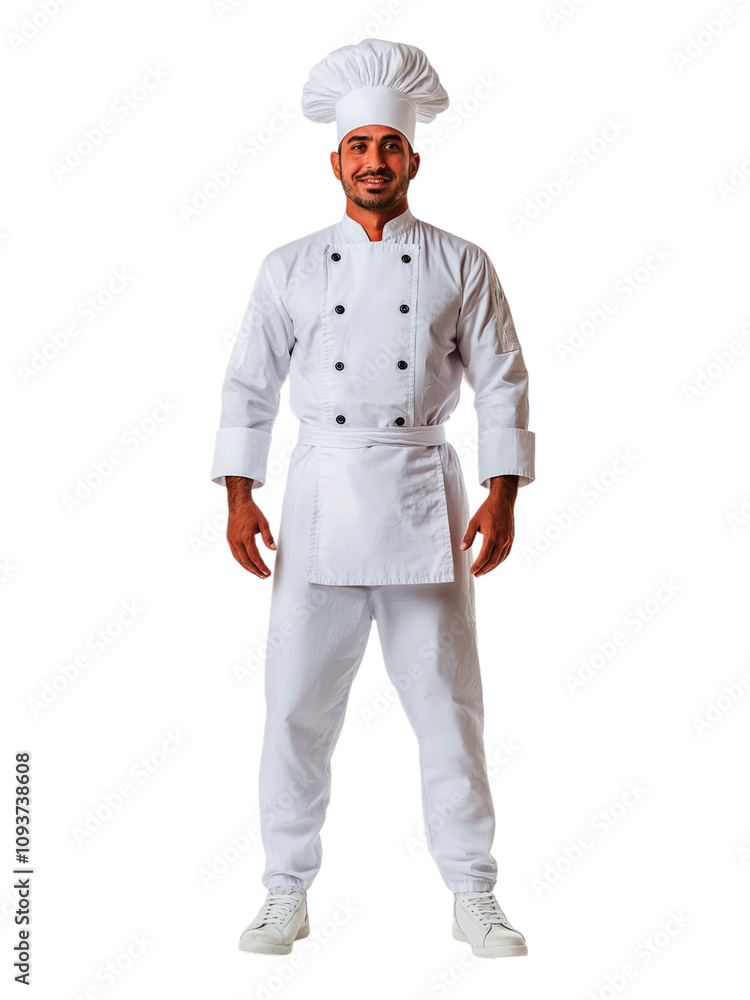 Arab man in a traditional chef uniform with a confident pose, transparent background Arab man in a traditional chef uniform with a confident pose, transparent background