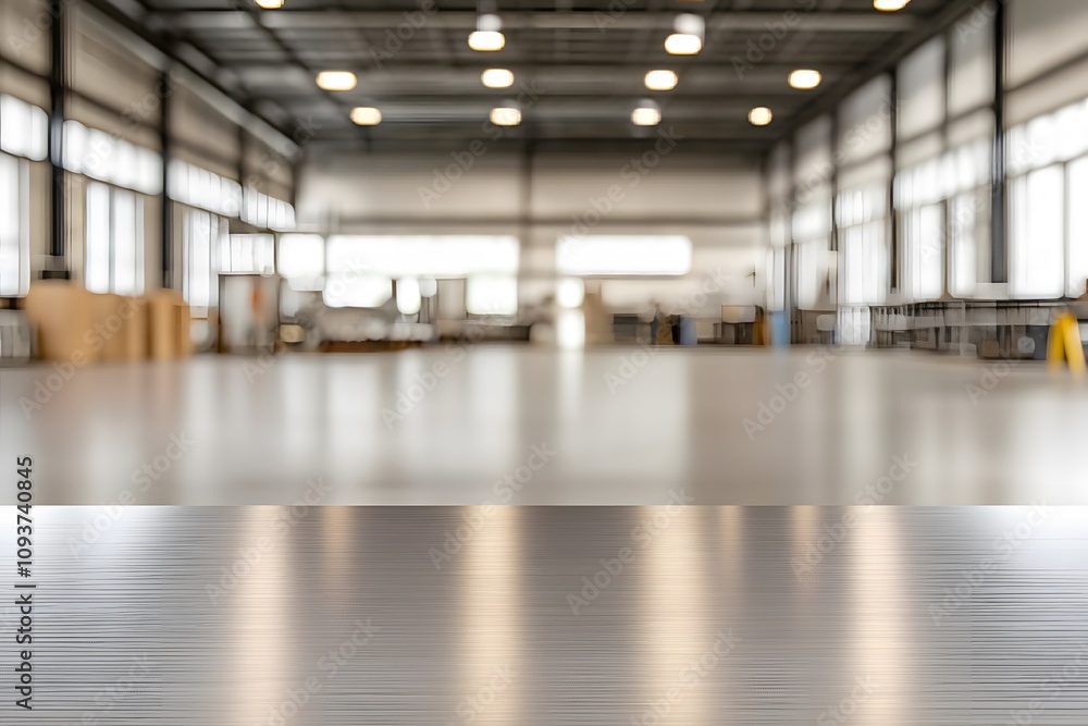 Fototapeta premium Blurred Background of an Industrial Workshop – A Dynamic Scene Highlighting Tools, Machinery, and Craftsmanship in Action