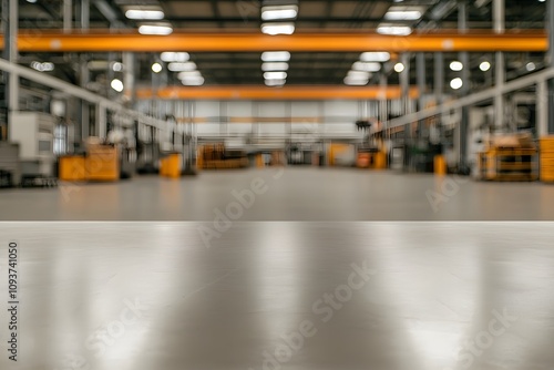 Blurred Background of an Industrial Workshop – A Dynamic Scene Highlighting Tools, Machinery, and Craftsmanship in Action photo