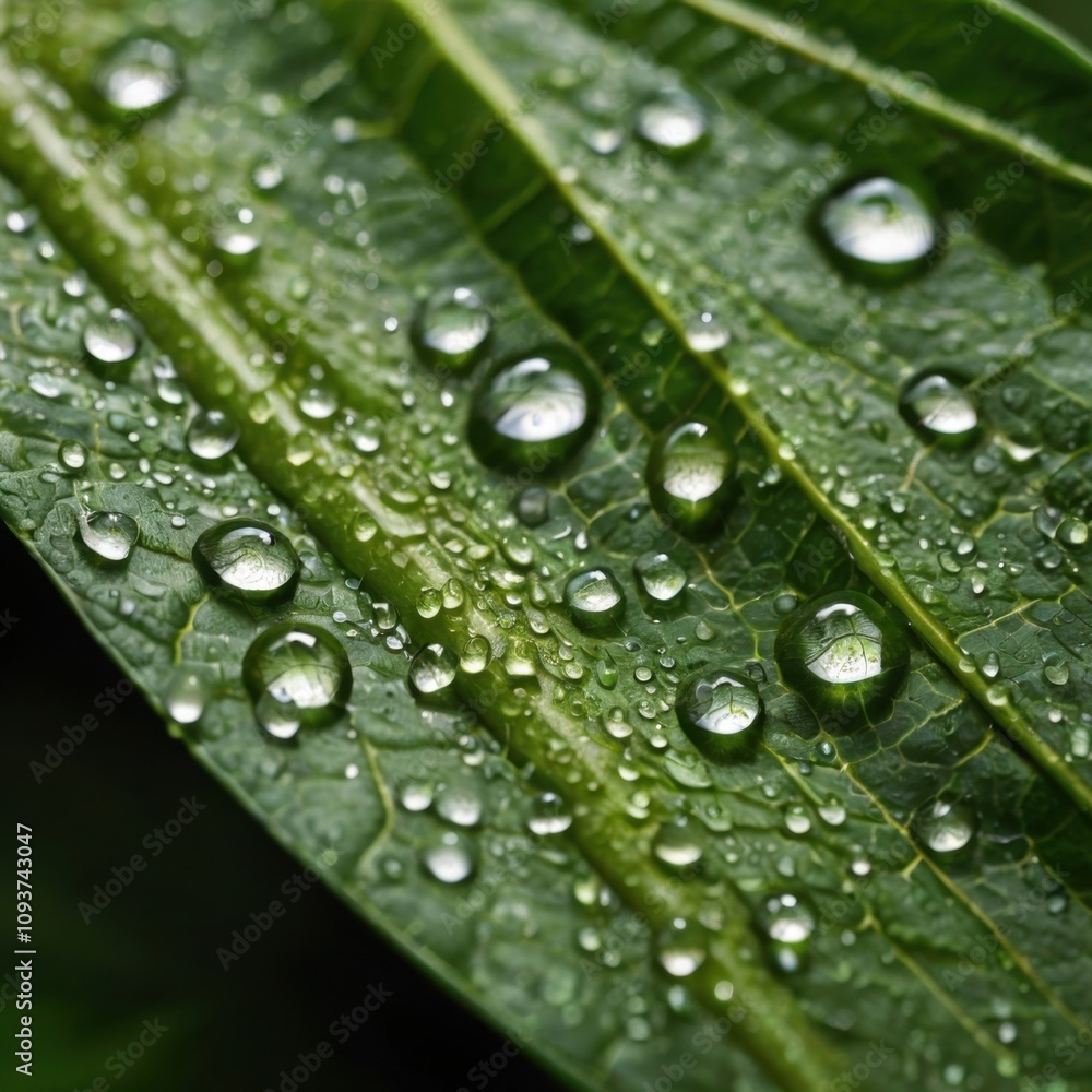 raindrops on a green leaf raindrops on a green leaf