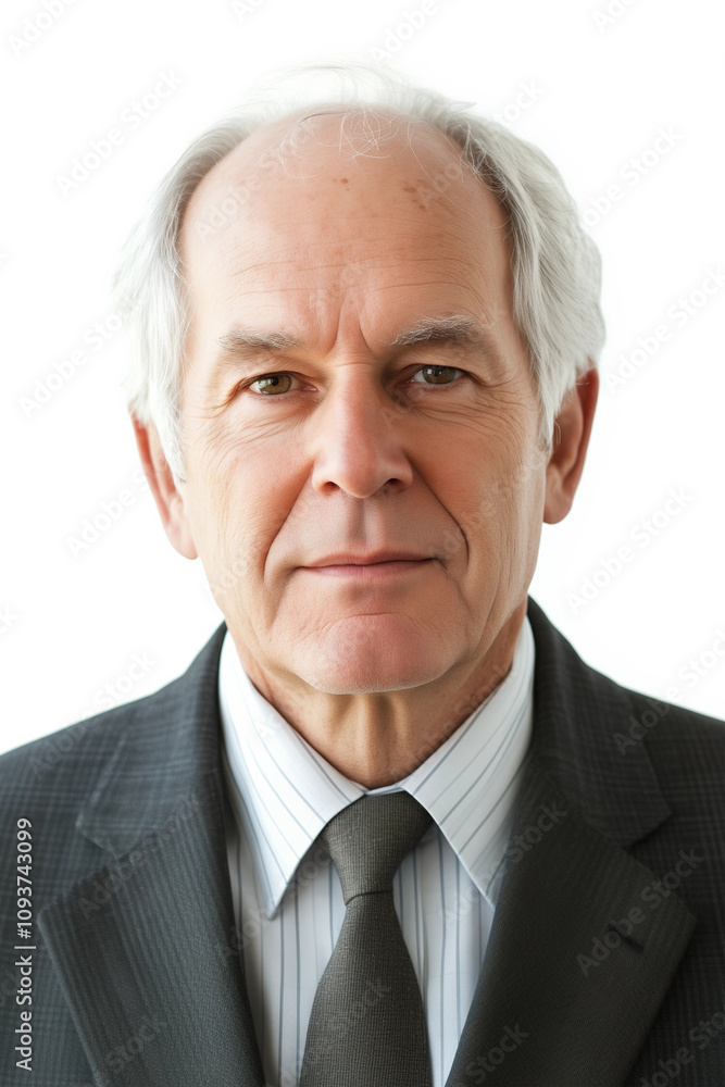 Senior Geschäftsmann mit grauen Haaren und Bart und Anzug - Foto für Personalausweis Senior Geschäftsmann mit grauen Haaren und Bart und Anzug - Foto für Personalausweis