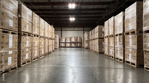 Wallpaper Mural Warehouse Inventory: Rows of Cardboard Boxes on Pallets Torontodigital.ca