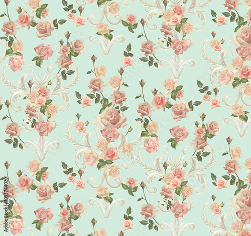 seamless floral  rose pattern photo