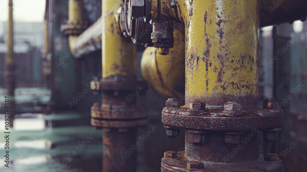 Close up of industrial pipes, valves and fittings in an industrial environment. Close up of industrial pipes, valves and fittings in an industrial environment.