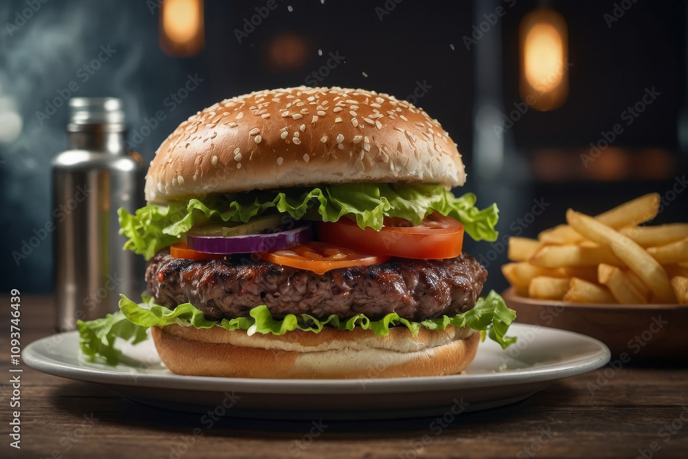 A delicious hot burger