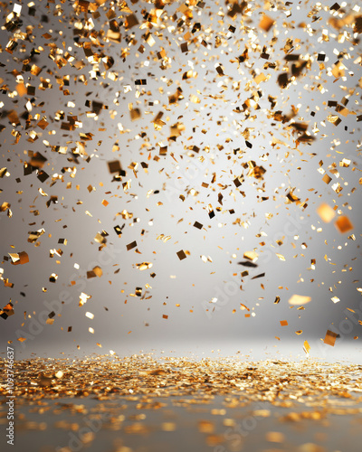 Gold confetti in the air