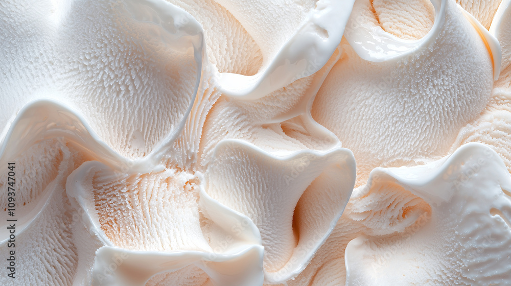 Close Up of Creamy Ice Cream Texture with Frosty Details Close Up of Creamy Ice Cream Texture with Frosty Details
