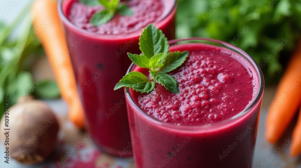 custom made wallpaper toronto digitalA close-up of a vibrant liver cleanse juice in a glass, featuring ingredients like beets, carrots, and greens, showcasing its rich color and texture, conveys a sense of health and detoxification