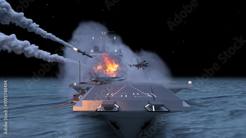 Wallpaper Mural 航空母艦　3DCGレンダリング Torontodigital.ca