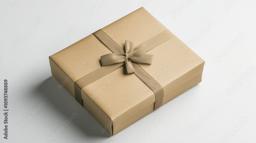 A rectangular gift box with a matte finish and detailed shadows, centered on a white background A rectangular gift box with a matte finish and detailed shadows, centered on a white background