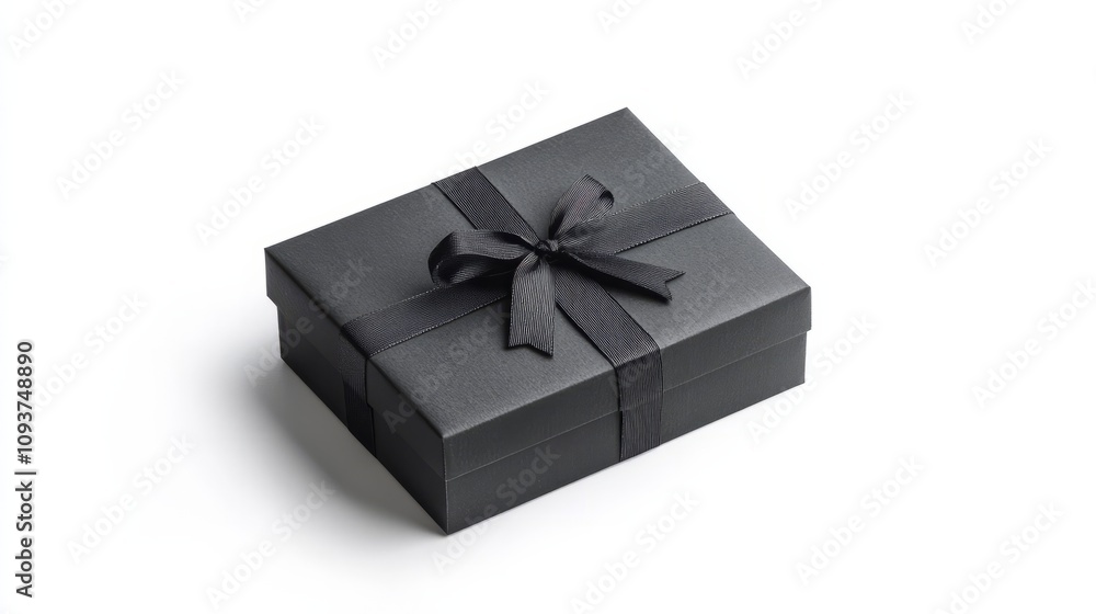 A rectangular gift box with a matte finish and detailed shadows, centered on a white background A rectangular gift box with a matte finish and detailed shadows, centered on a white background