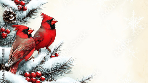 christmas card with red bird