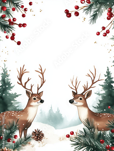 Deers in the forest, winter time