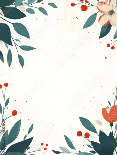 white christmas background with flowers and decor