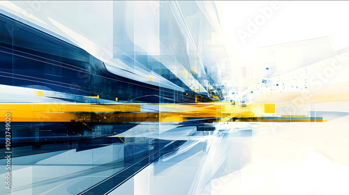 technology and data trasfer related abstract graphic in blue yellow and white photo