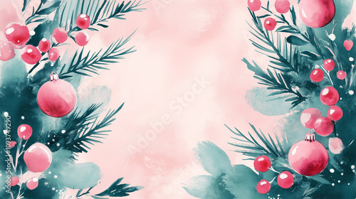 white and pink christmas background with flowers