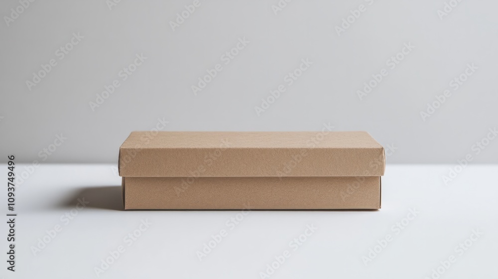 A rectangular kraft paper box with a soft matte finish, displayed neatly on a plain white surface A rectangular kraft paper box with a soft matte finish, displayed neatly on a plain white surface