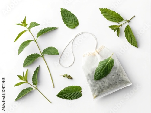 single herbal tea bag on a clean white background, emphasizing its role as a cold and flu remedy