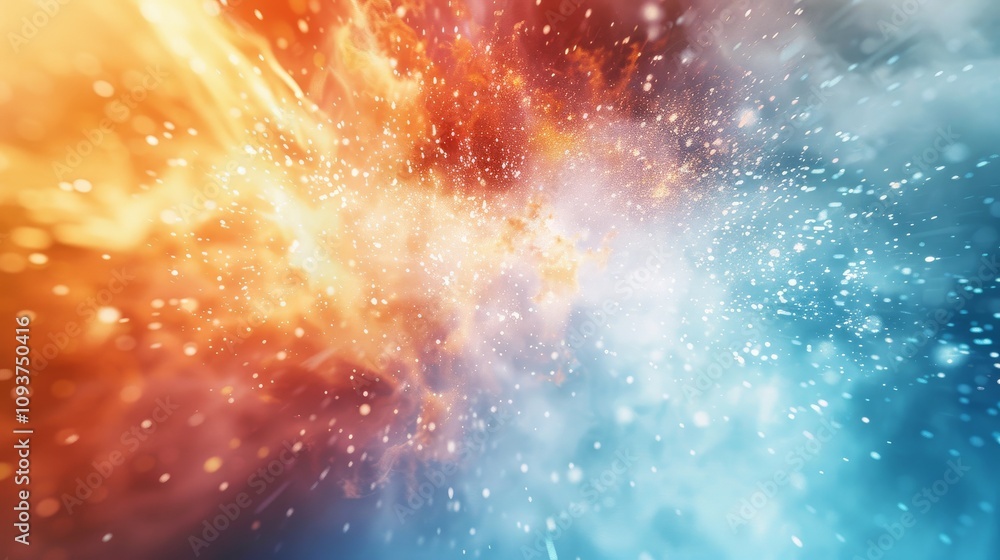 Fototapeta premium Cosmic energy bursts on a minimalist background, Centralized white space framing the text