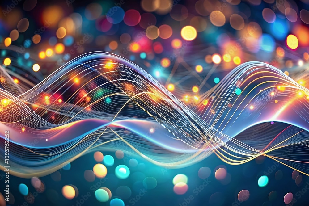 Abstract Wavy Lines Forms in Dynamic Flow, Perfect for AI, Tech, Network, Digital, Science, and Technology Themes, Captured in a Candid Photography Style for Modern Visuals Abstract Wavy Lines Forms in Dynamic Flow, Perfect for AI, Tech, Network, Digital, Science, and Technology Themes, Captured in a Candid Photography Style for Modern Visuals