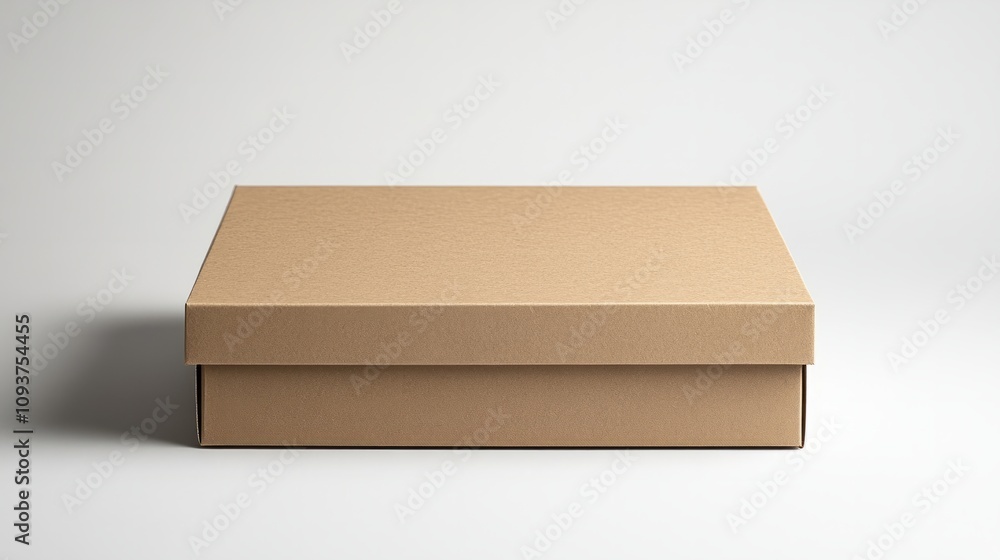 A slim kraft paper box with visible grain texture, centered on a smooth white surface A slim kraft paper box with visible grain texture, centered on a smooth white surface