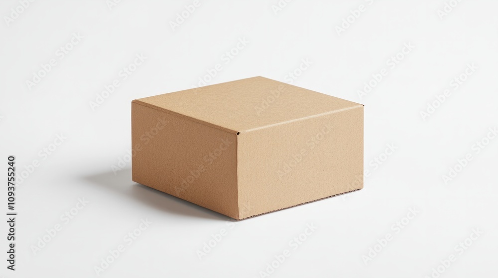 A small kraft paper box with natural grain and soft lighting, neatly centered on a white surface A small kraft paper box with natural grain and soft lighting, neatly centered on a white surface