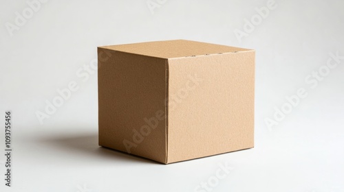 A small, foldable cardboard box with crisp edges and detailed texture, placed on a plain white background