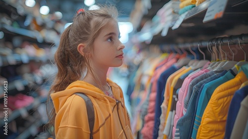 Young Female Customer Choosing Clothes in a Children’s Store