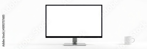 Laptop mockup with clear screen on white background, technology, display, digital