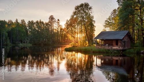 sunset over the lake