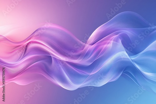 Soft, flowing waves of pink and blue hues create a serene, abstract background.