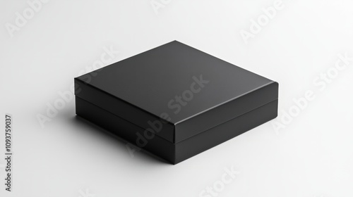 A square matte black box with sharp, clean lines, perfectly centered on a white background