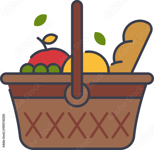 Food Basket Icon Illustrations