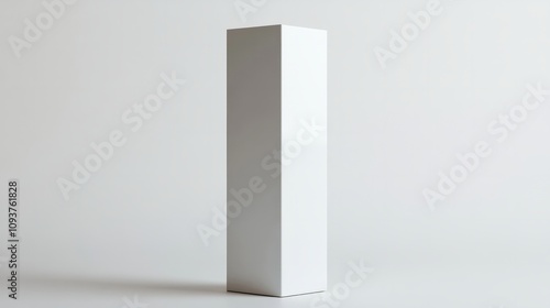 A tall, narrow box with a glossy white finish, standing vertically on a clean white background