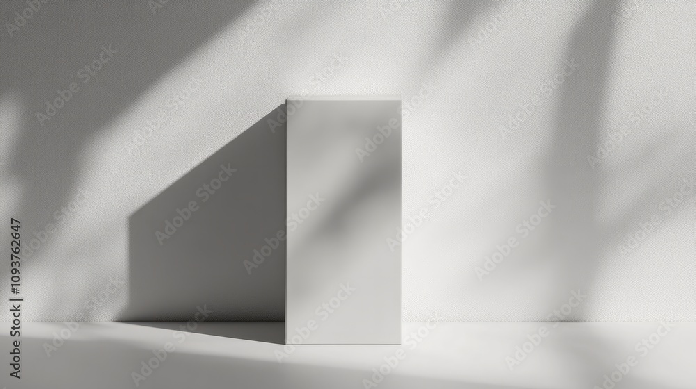 Fototapeta premium A tall, rectangular box with a soft matte finish and smooth edges, placed on a white surface