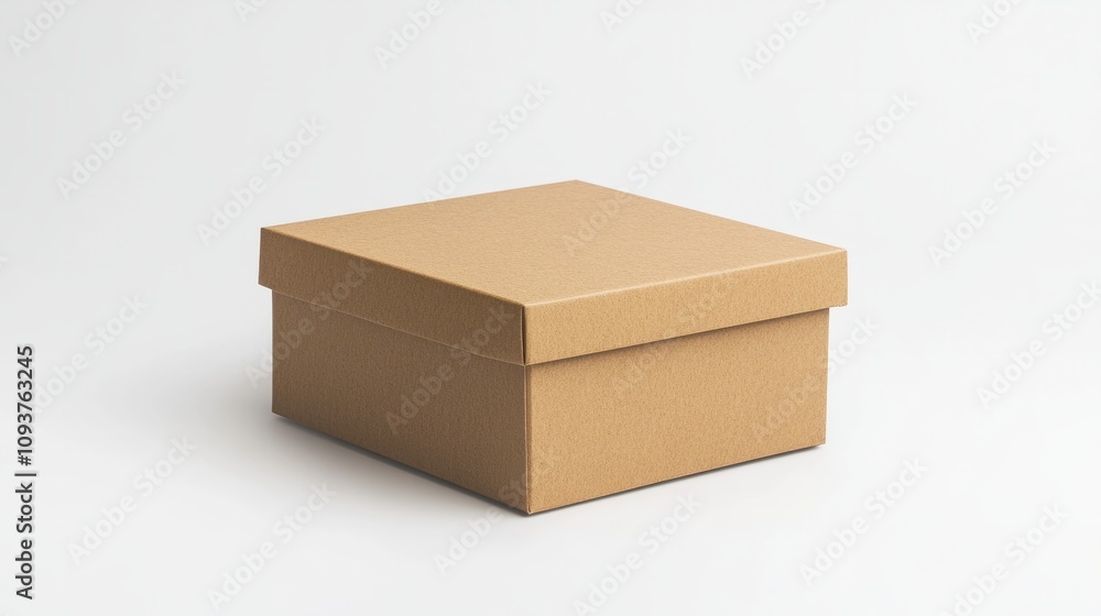 A textured kraft box with crisp edges, placed neatly on a plain white background A textured kraft box with crisp edges, placed neatly on a plain white background