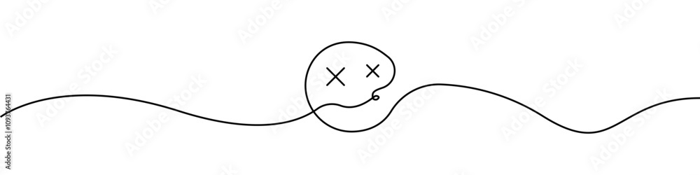 Smile icon line continuous drawing vector. One line Dead smile icon vector background. Smile emoji icon. Continuous outline of a Smile. Smile icon line continuous drawing vector. One line Dead smile icon vector background. Smile emoji icon. Continuous outline of a Smile.