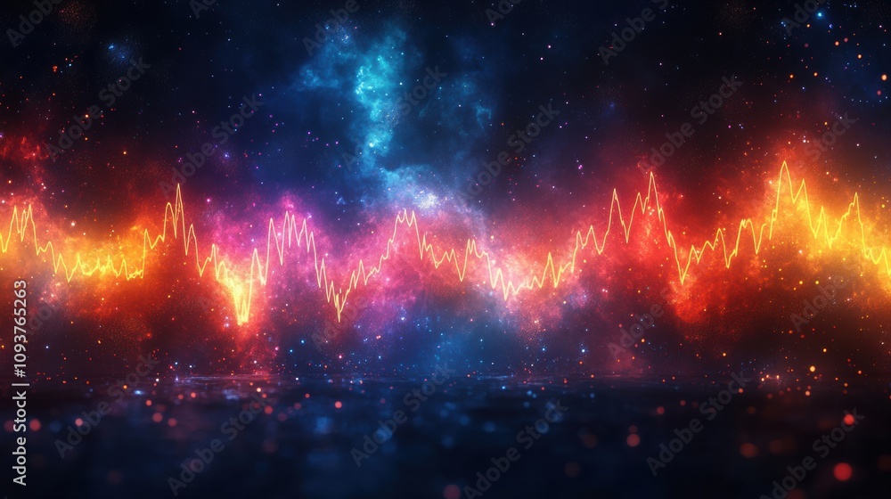 Glowing orange waveform of light energy reflecting on a dark wet surface, futuristic technology, abstract electric patterns, dynamic neon cityscape, energy flow, modern design Glowing orange waveform of light energy reflecting on a dark wet surface, futuristic technology, abstract electric patterns, dynamic neon cityscape, energy flow, modern design