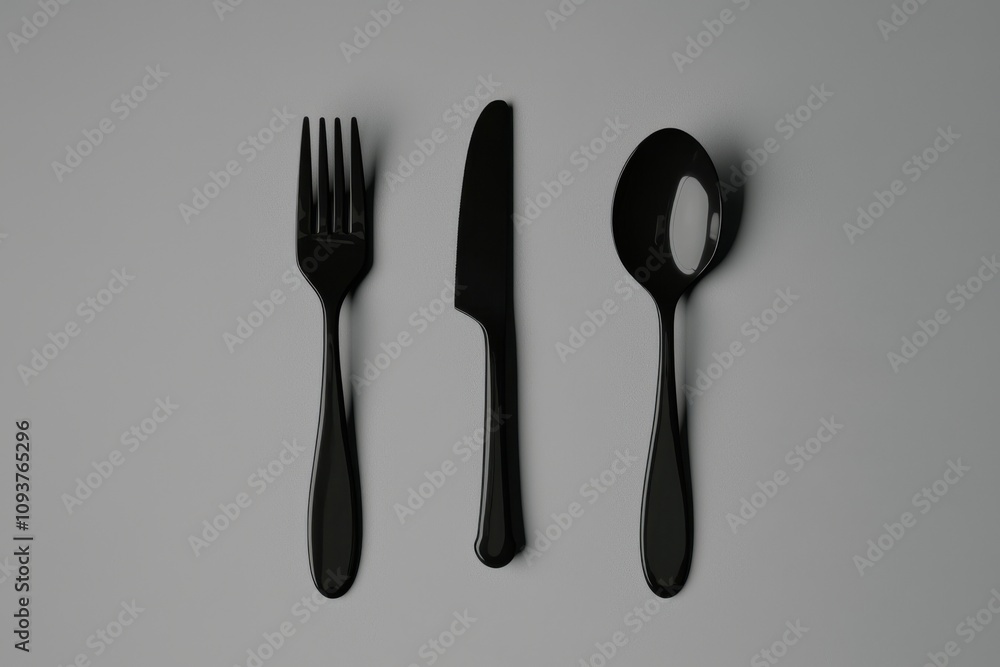 Set of fork, knife, and spoon silhouettes for menus or logos. Set of fork, knife, and spoon silhouettes for menus or logos.