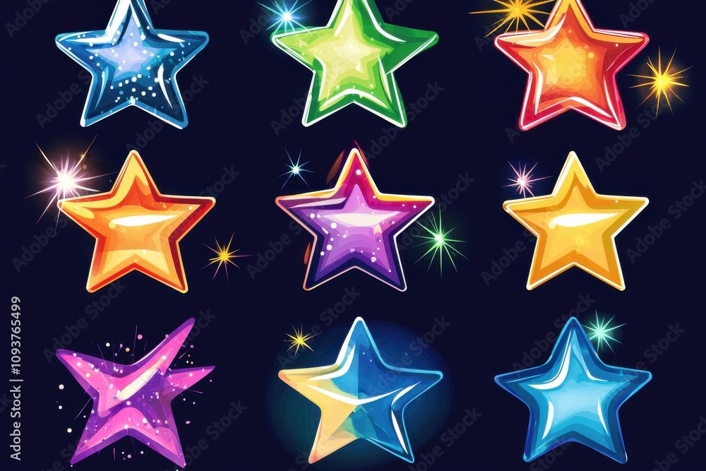 Shine sparkle icons with vector star designs for logos. Shine sparkle icons with vector star designs for logos.
