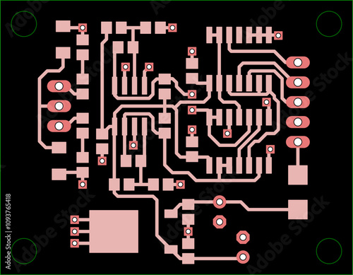 Tracing conductors of printed circuit board
of electronic device. Vector engineering 
drawing of pcb design. Electric background.
Computer technic cad project.