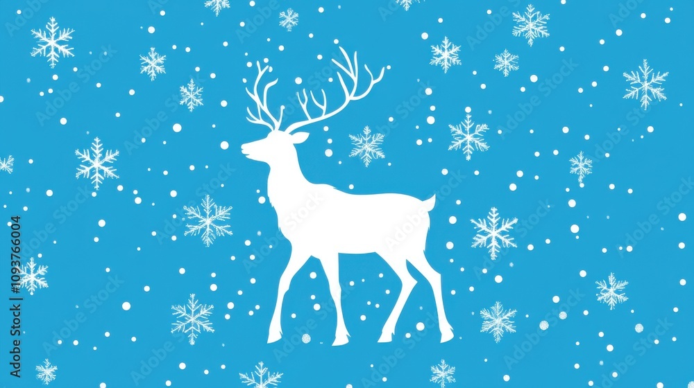 Reindeer winter snowflakes blue background Reindeer winter snowflakes blue background